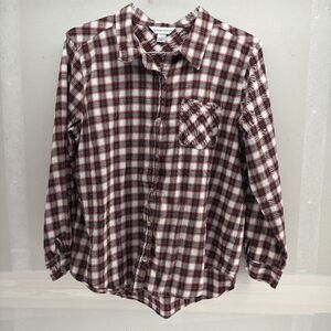 Christopher & Banks Button Down Shirt Women's Red and White Plaid Size XL EUC